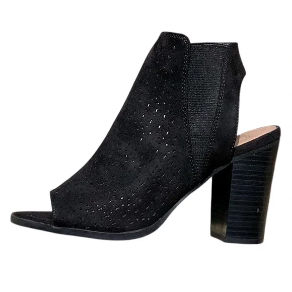 new directions Shoes Black Heeled Booties With Open Toe Sz 65